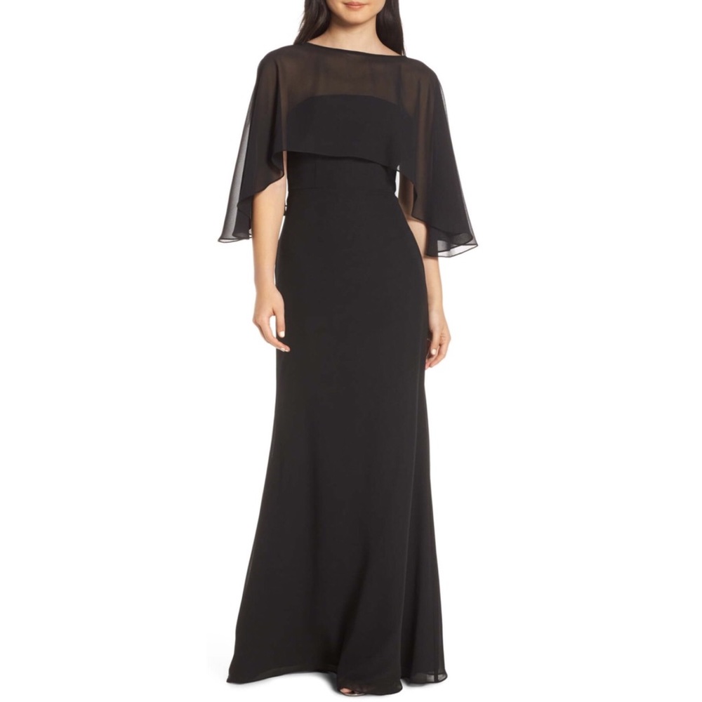 Occasion Strapless Chiffon Evening Dress with Cape. Classy beautiful for prom!